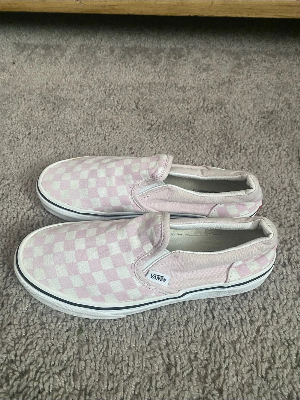 Vans off the wall low Kids Slip-On Checkerboard Sneakers - Light Pink/White